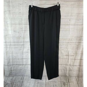 Jeanne Lanvin Womens Cropped Pants Sz 42 US 12 Black Tapered Leg Belted